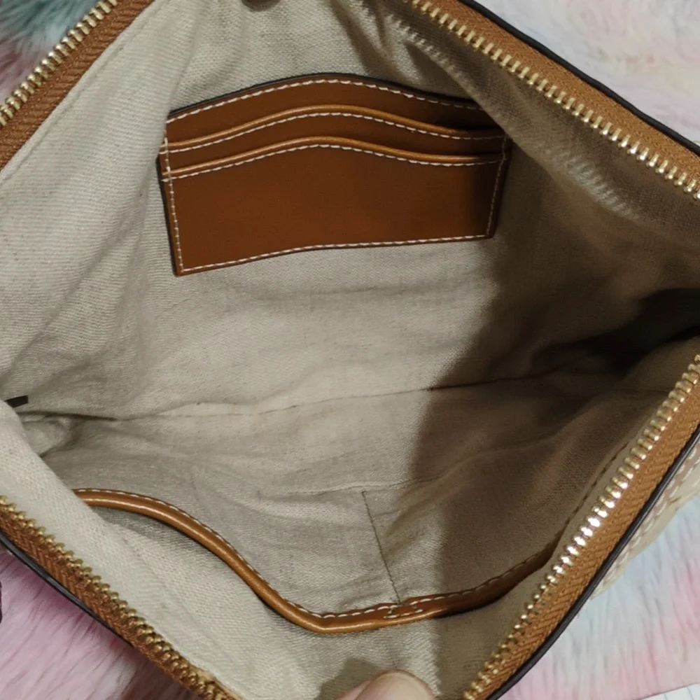 NWOT Michael Kors Malibu Straw Watermelon XL Zip Clutch - Picture 7 of 12